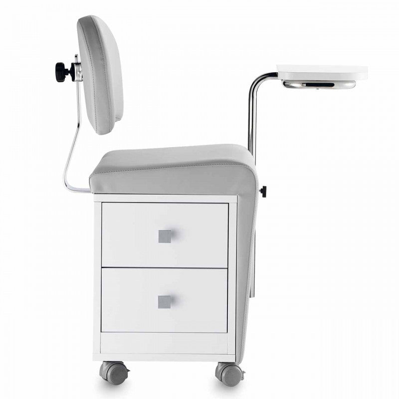 Elite Manicure Pedicure Stool with Backrest, Salon Trolley on Wheels
