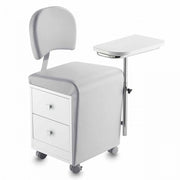 Elite Manicure Pedicure Stool with Backrest, Salon Trolley on Wheels
