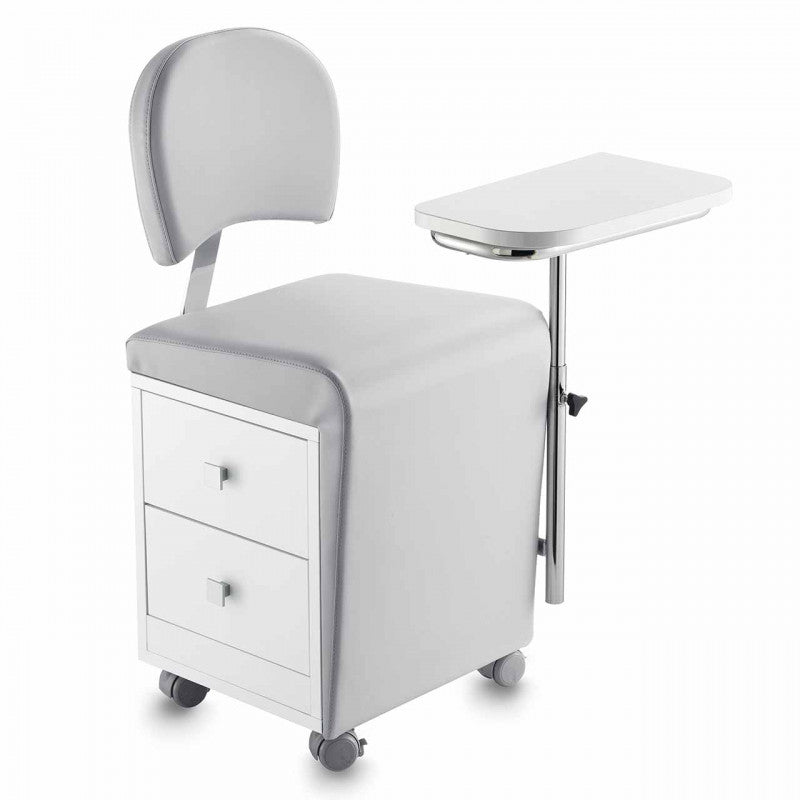 Elite Manicure Pedicure Stool with Backrest, Salon Trolley on Wheels