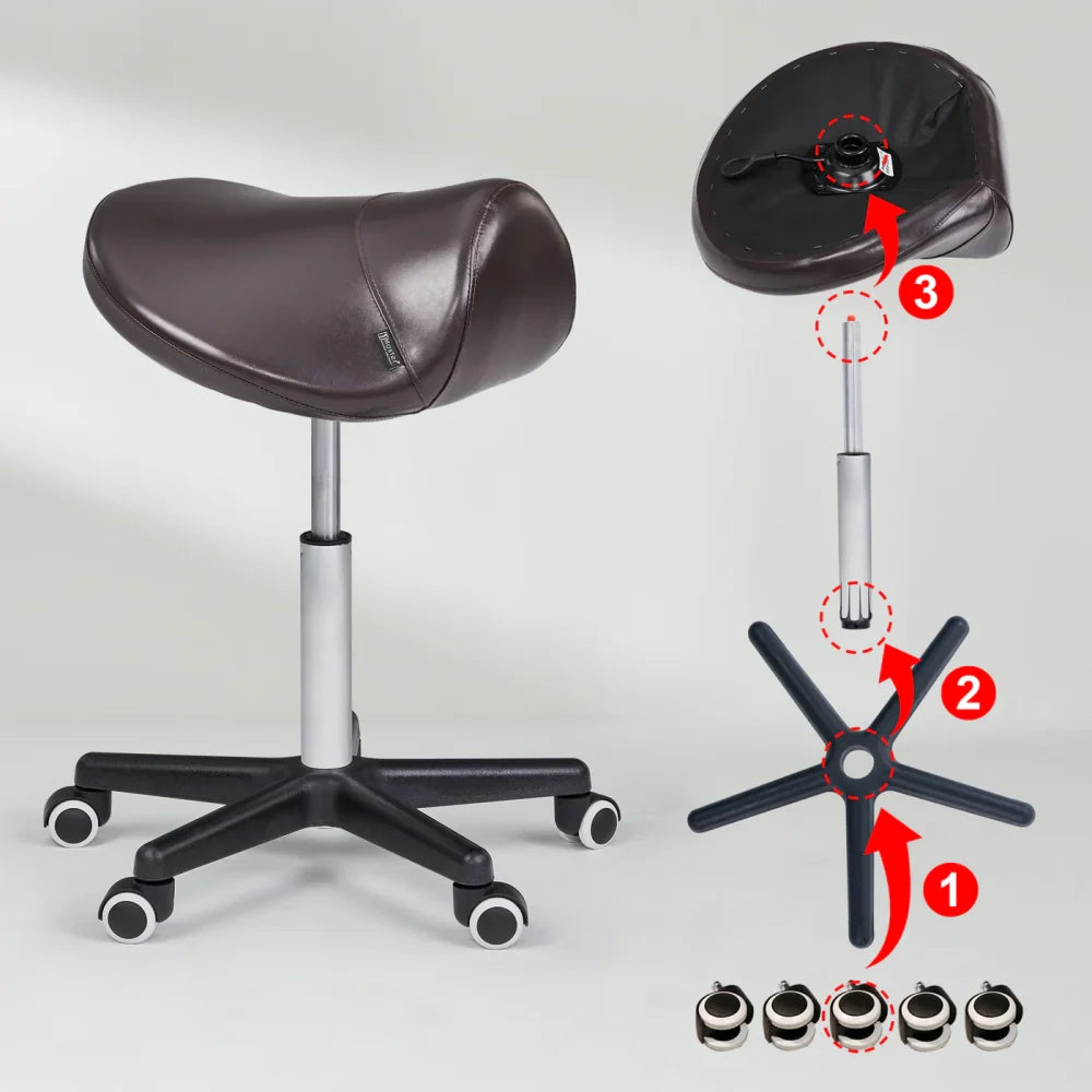 Master, Ergonomic Swivel Saddle Stool with Pneumatic Hydraulic Lift